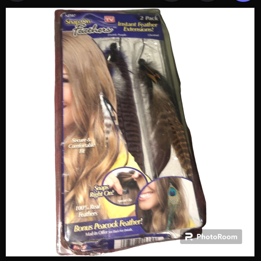 Snap on Instant Hair Feather Extensions 2pack New